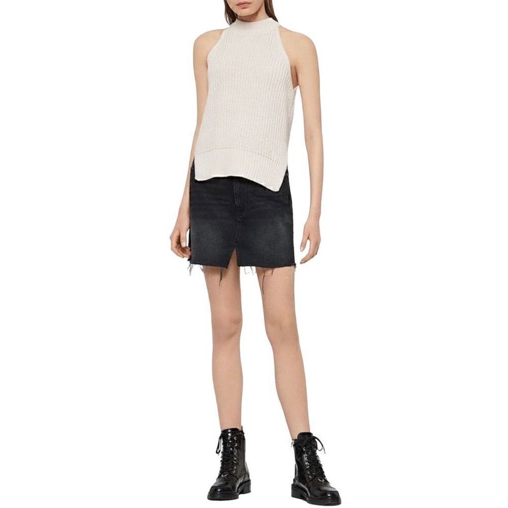 ALLSAINTS Lila Eyelet Grommet Waist Denim Mini Skirt Black US Size 8 NWT - Picture 3 of 5